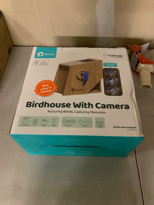 Photo 1 of Birdfy Smart Bird House with Camera Lifetime AI Identify Auto-Record Nesting Stages & Alerts, Remote Control Night Vision Battery & Solar Outdoor-Ready, Gift for Nesting Watching Enthusiasts