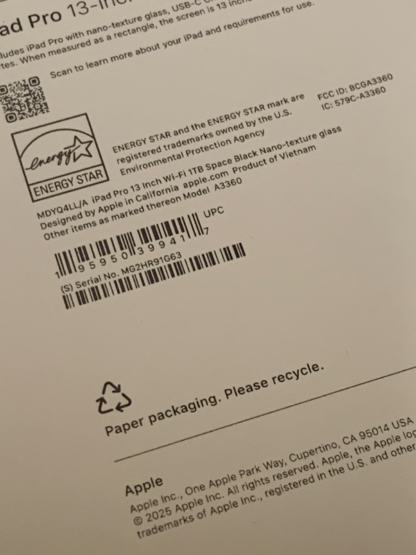 Photo 1 of Apple iPad Pro 13-inch (M5): Ultra Retina XDR Display - Nano-Texture Glass, 1TB, 12MP Front/Back Camera, LiDAR Scanner, Wi-Fi 7 with Apple N1, Face ID, All-Day Battery Life — Space Black