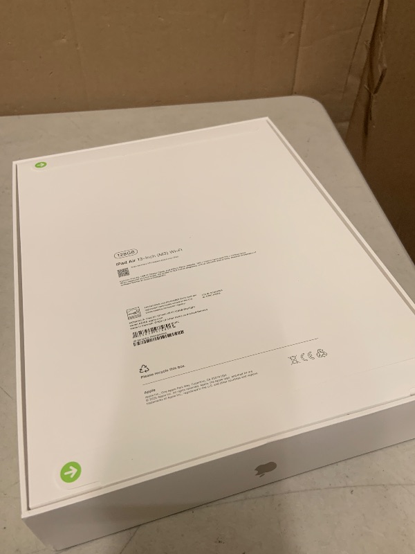 Photo 1 of Apple iPad Air 13-inch with M3 chip Built for Apple Intelligence, Liquid Retina Display, 128GB, 12MP Front/Back Camera, Wi-Fi 6E, Touch ID, All-Day Battery Life — Starlight