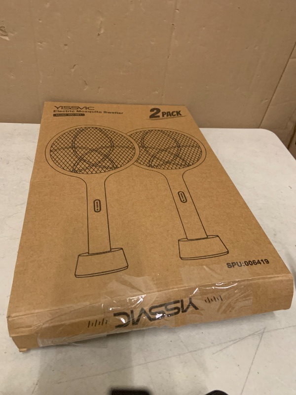 Photo 1 of YISSVIC Electric Fly Swatter 4000V Bug Zapper Racket Dual Modes Mosquito Killer with Purple Mosquito Light Rechargeable for Indoor Home Office Backyard Patio Camping
