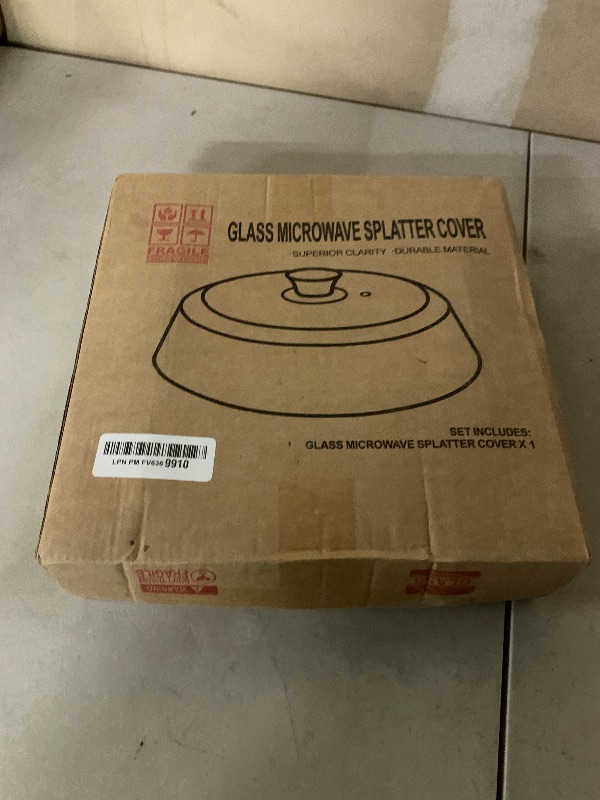 Photo 1 of 10in Glass Microwave Splatter Cover for Food with Silicone Mat, 10in Glass Microwave Plate Lid with Vent Holes & Easy-Grip Handle, Dishwasher Safe, No Plastic, Food Grade