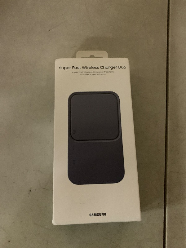 Photo 1 of SAMSUNG 15W Wireless Charger Duo w/USB C Cable, Charge 2 Devices at Once, Cordless Super Fast Charging Pad for Galaxy Phones and Devices, 2022, US Version, Black