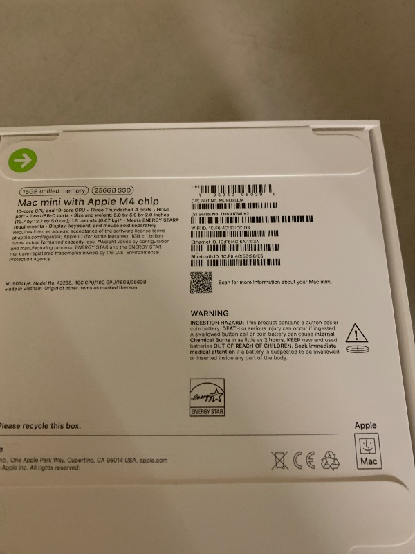 Photo 1 of Apple 2024 Mac mini Desktop Computer with M4 chip with 10?core CPU and 10?core GPU: Built for Apple Intelligence, 16GB Unified Memory, 256GB SSD Storage, Gigabit Ethernet. Works with iPhone/iPad