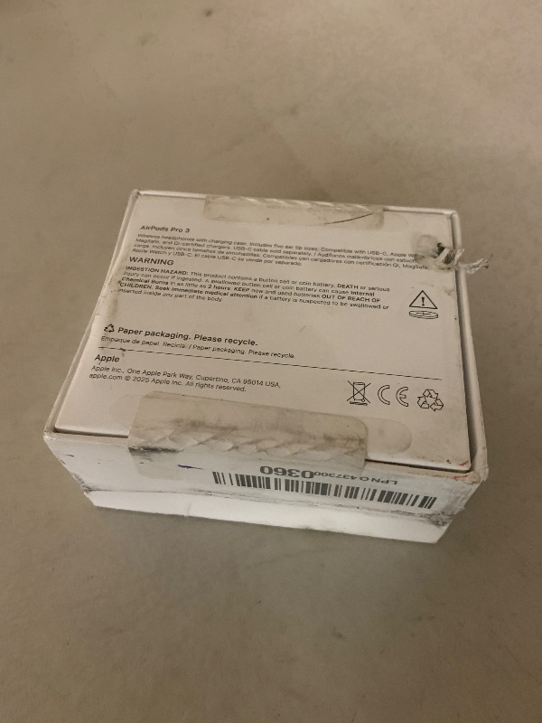 Photo 1 of Apple AirPods Pro 3 Wireless Earbuds, Active Noise Cancellation, Live Translation, Heart Rate Sensing, Hearing Aid Feature, Bluetooth Headphones, Spatial Audio, High-Fidelity Sound, USB-C Charging