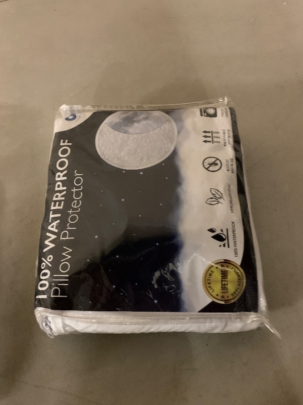 Photo 1 of 100% Stain Resistant & Waterproof King Size Pillow Protectors with Zipper Set of 2 - Bed Bug & Dust Mite Proof White Pillowcases - Breathable, Comfortable Pack of Covers for Pillows, 20 x 36 Inches