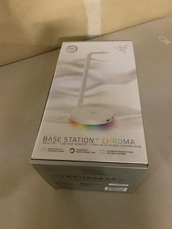 Photo 1 of Base Station V2 Chroma Headphone Headset Stand Holder: Chroma RGB Lighting - Taller Stand & Anti-Slip Ledge - USB Charging Ports - Anti-Slip Rubber Base - 3.5mm Port + Built-in DAC - Mercury White