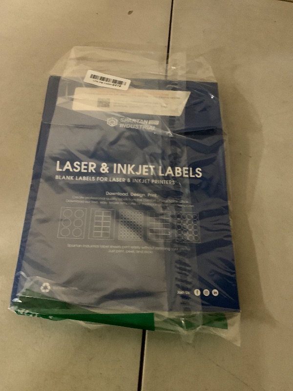 Photo 1 of 2" X 1" Matte White Printable Labels Compatible with Inkjet and Laser Printers - 30 Sheets, 1200 Total Paper Stickers for UPC and EAN Barcodes, Addresses, Mailing - Spartan Industrial Template R005