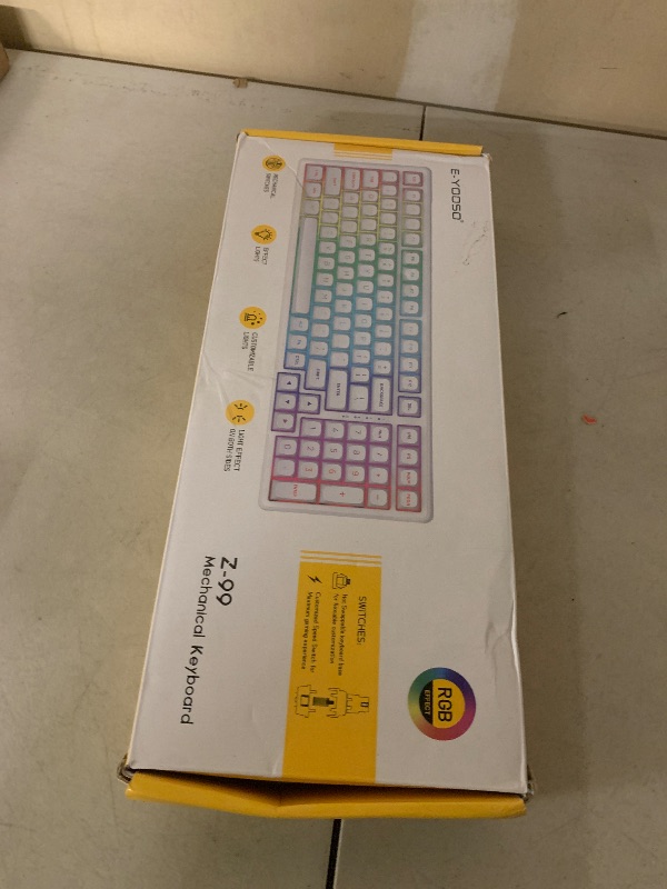 Photo 1 of HUO JI E-Yooso Creamy Mechanical Keyboard Wired, Hot Swappable, Pre-lubed Linear Switches, Gasket Structure with Sound Dampening Foam, RGB Backlit, 99 Keys Custom Gaming Keyboard for PC/Mac,White