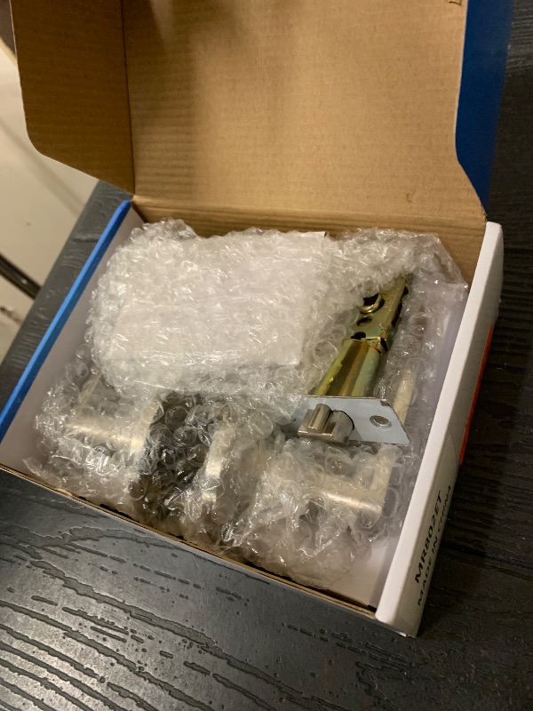 Photo 1 of 1 Pack of MANREN Lever Keyed Entry Door Lever Handle Lock, Universal Door Knob Hardware,Nickel Brushed Color (MR802ET)