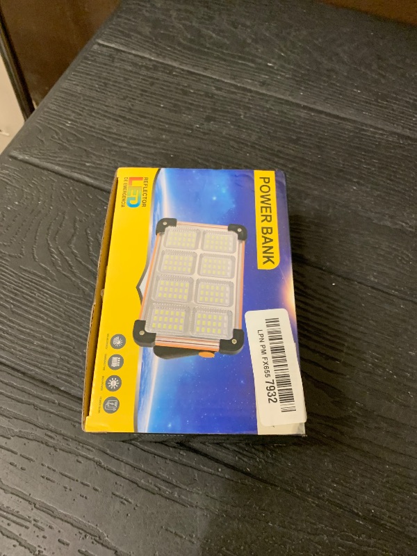 Photo 1 of 120W Solar Rechargeable Work Light, 144 LED 10000LM Portable Flood Light with Stand, IP66 Waterproof 4 Modes LED Job Site Lighting Flashlights for Mechanic Camping Fishing Car Repair