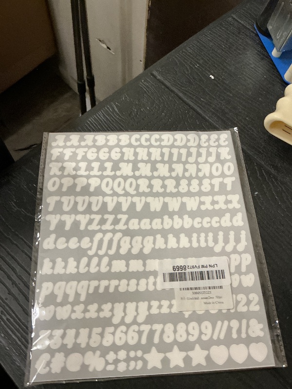 Photo 1 of 0.5 inch Small Letter Sticker, White Vinyl Self Adhesive Alphabet Number Stickers Stick On Letters Alphabets ABC Stickers for DIY Crafts Art Making, Decals for Sign,Notebook, Classroom Decor?White?