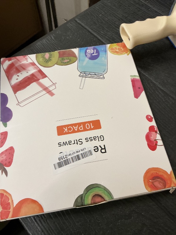 Photo 1 of 10 Pcs Reusable Bent Glass Drinking Straws,9''x10 mm Colorful Glass Straws for Beverages, Shakes, Milk Tea, Juices,Set of 10 Bent with 2 Cleaning Brushes -Shatter Resistant