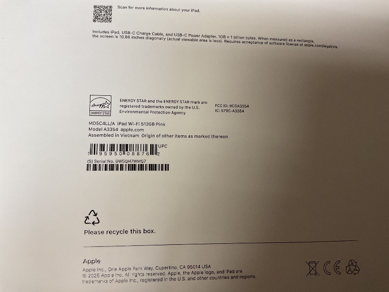 Photo 1 of Apple iPad 11-inch: A16 chip, 11-inch Model, Liquid Retina Display, 512GB, Wi-Fi 6, 12MP Front/12MP Back Camera, Touch ID, All-Day Battery Life — Pink