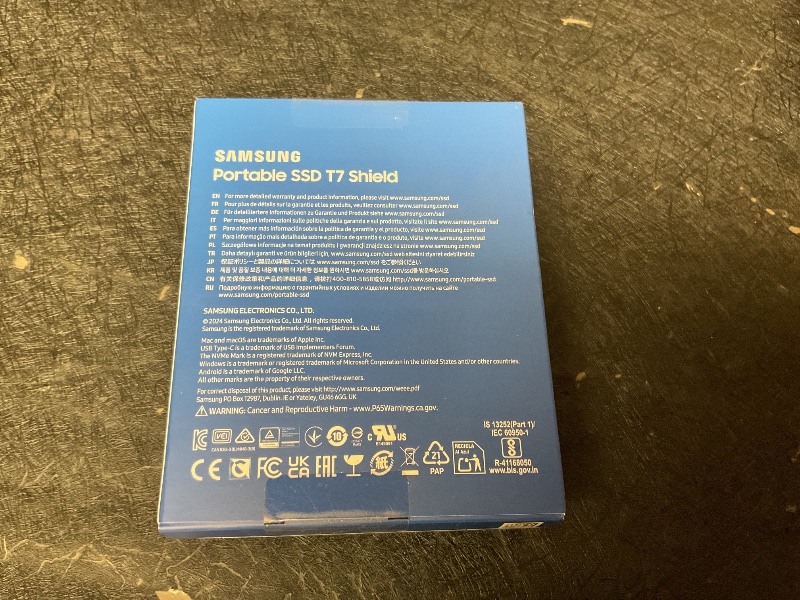 Photo 1 of Samsung T7 Shield 2TB, Portable SSD, up-to 1050MB/s, USB 3.2 Gen2, Rugged,IP65 Water & Dust Resistant, for Photographers, Content Creators and Gaming, Extenal Solid State Drive (MU-PE2T0S/AM), Black