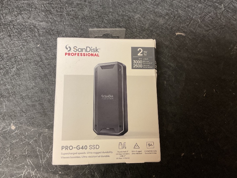View 2 of SANDISK Professional 2TB PRO-G40 SSD - Up to 2700MB/s, Thunderbolt 3 (40Gbps), USB-C (10Gbps), IP68 dust/Water Resistance, External Solid State Drive - SDPS31H-002T-GBCND