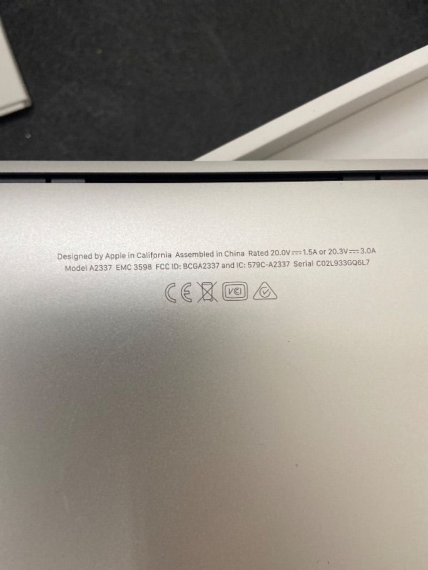 Photo 1 of 2020 Apple MacBook Air Laptop: Apple M1 Chip, 13” Retina Display, 8GB RAM, 256GB SSD Storage, Backlit Keyboard, FaceTime HD Camera, Touch ID. Works with iPhone/iPad; Silver