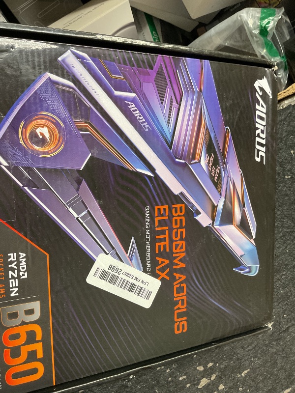 Photo 1 of GIGABYTE B650M AORUS Elite AX AMD AM5 mATX Motherboard, Support Ryzen 9000/8000/7000 Series, DDR5, 12+2+2 Power Phase, PCIe 5.0 M.2, USB-C 3.2 Gen 2, WIFI6E, 2.5GbE, EZ-Latch, Q-Flash, RGB Fusion