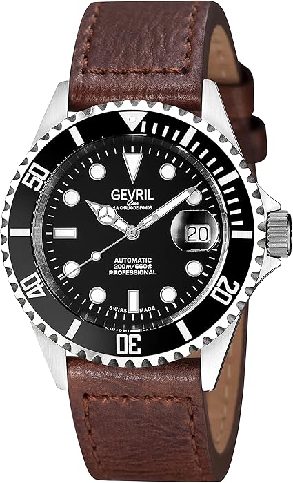 Photo 1 of Gevril Men's Wall Street Stainless Steel Watch, Genuine Italian Leather Strap