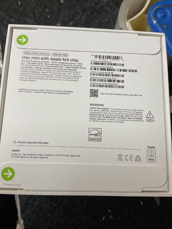 Photo 1 of Apple 2024 Mac mini Desktop Computer with M4 chip with 10?core CPU and 10?core GPU: Built for Apple Intelligence, 16GB Unified Memory, 256GB SSD Storage, Gigabit Ethernet. Works with iPhone/iPad