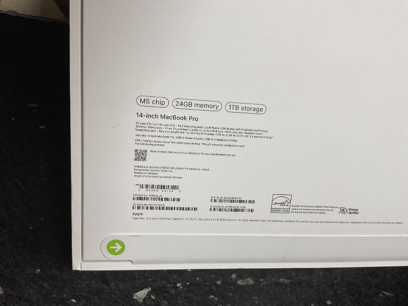 Photo 1 of Apple 2025 MacBook Pro Laptop with Apple M5 chip with 10?core CPU and 10?core GPU: Built for AI, 14.2-inch Liquid Retina XDR Display, 24GB Unified Memory, 1TB SSD Storage; Silver