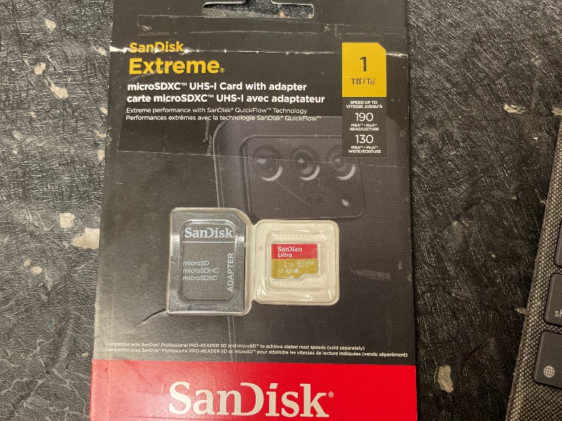 Photo 1 of SANDISK 1TB Extreme microSDXC UHS-I Memory Card with Adapter - C10, U3, V30, 4K, 5K, A2, Micro SD Card- SDSQXAV-1T00-GN6MA