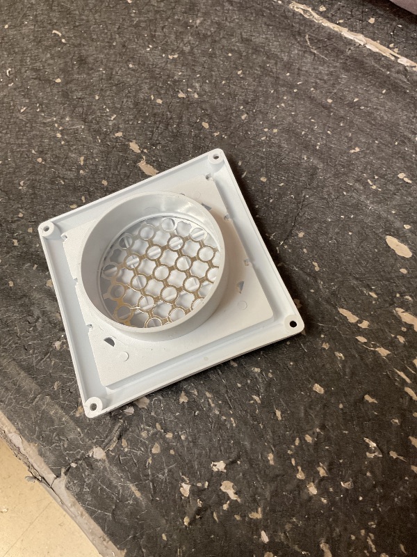 Photo 1 of 4 Inch White Plastic Louvered Outdoor Vent Cover With Stainless Steel Grille Screen for Dryer, Exhaust Vent cover Widely Used for Dryers and Houses Wall to Keep Rain, Snow, Wind or Birds by AMI PARTS