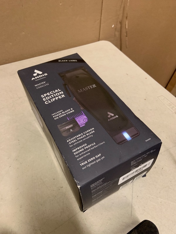 Photo 1 of Andis Black Label MLC Professional Master Cordless Lithium-Ion Hair Clipper, Adjustable Carbon Steel Blade for Close Cutting, Black