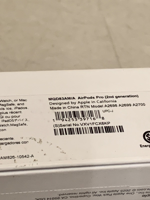 Photo 1 of Apple AirPods Pro (2nd Gen) Wireless Earbuds, Up to 2X More Active Noise Cancelling, Adaptive Transparency, Personalized Spatial Audio MagSafe Charging Case (Lightning) Bluetooth Headphones for iPhone