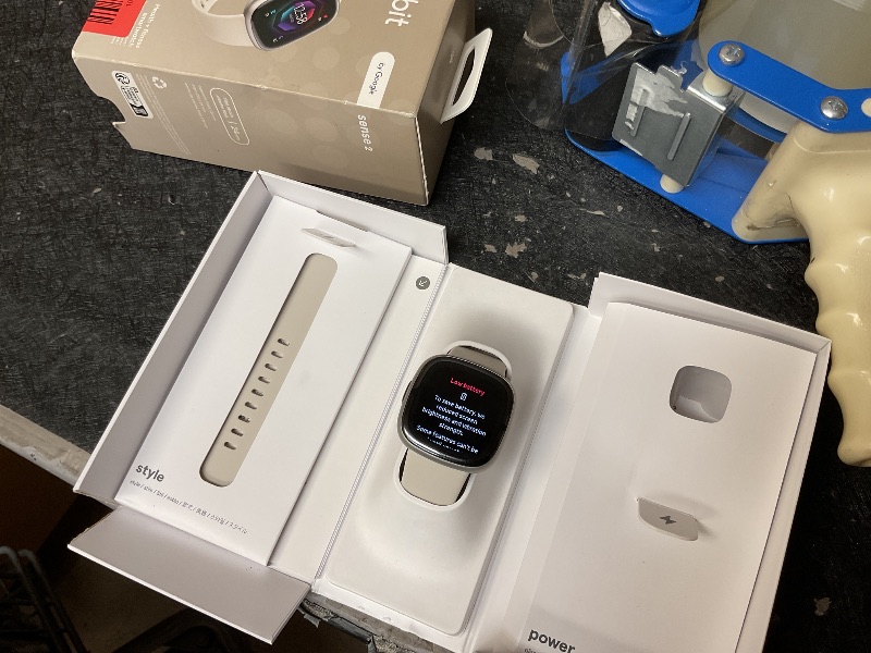 Photo 5 of Fitbit Sense 2 Advanced Health and Fitness Smartwatch with Tools to Manage Stress and Sleep, ECG App, SpO2, 24/7 Heart Rate and GPS, Lunar White/Platinum, One Size (S & L Bands Included)