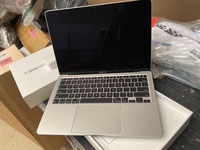 Photo 1 of 2020 Apple MacBook Air Laptop: Apple M1 Chip, 13” Retina Display, 8GB RAM, 256GB SSD Storage, Backlit Keyboard, FaceTime HD Camera, Touch ID. Works with iPhone/iPad; Silver