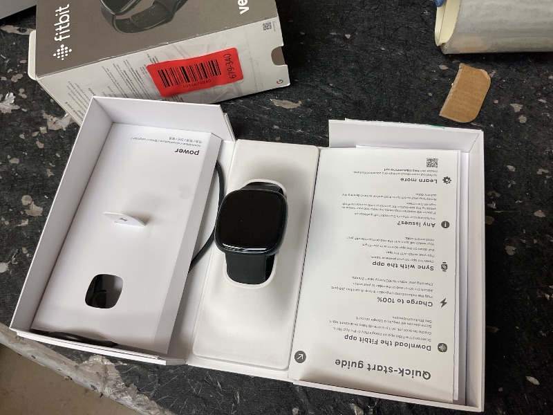 Photo 1 of Fitbit Versa 4 Fitness Smartwatch with Daily Readiness, GPS, 24/7 Heart Rate, 40+ Exercise Modes, Sleep Tracking and more, Black/Graphite, One Size (S & L Bands Included)