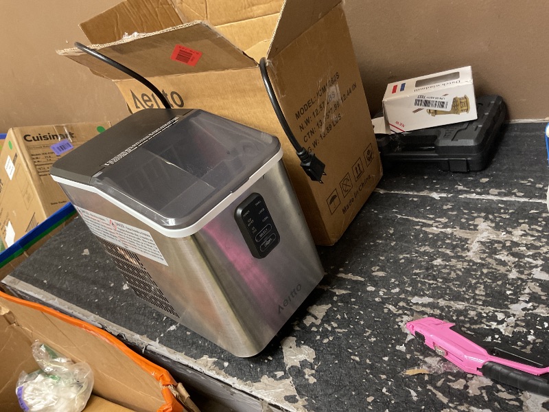 Photo 1 of Aeitto Ice Maker Countertop 26lbs/24H, Ice Machine 8 Ice Cubes Ready in 6 Mins, 2 Sizes of Bullet Ice Portable Ice Makers with Basket & Scoop, Auto Self-Cleaning for Home/Kitchen/Office Stainless