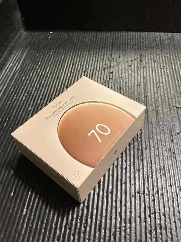 Photo 1 of Google Nest Learning Thermostat (4th Gen, 2024) with Nest Temperature Sensor - Energy Saving Smart Thermostat - Compatible with Alexa, Apple HomeKit and Google Home App - Polished Gold