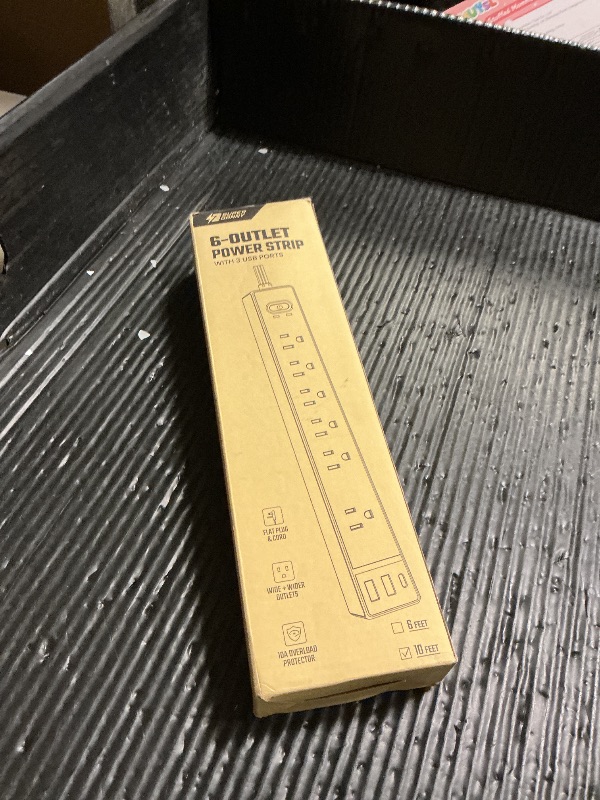 Photo 1 of 10Ft Extension Cord with Multiple Outlets, SUPERDANNY Flat Plug Surge Protector Power Strip 10 Ft Long Cord, 6 Outlets & 3 USB Ports, Charging Station for Home Office, College Dorm Room Essentials