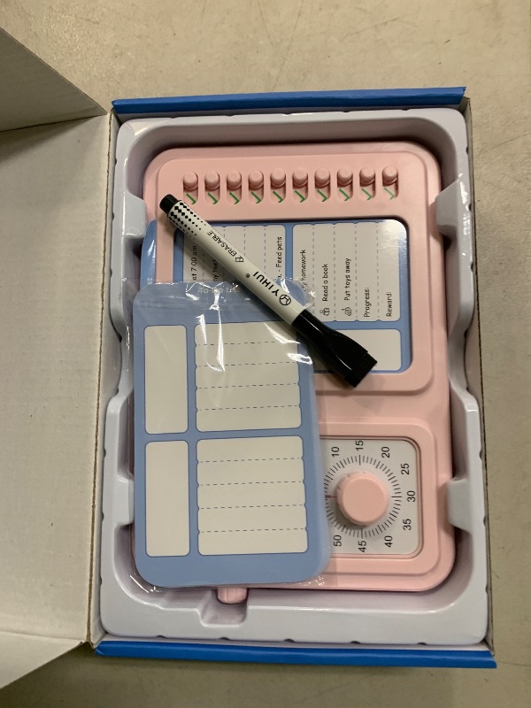 Photo 1 of 3-in-1 Visual Timer & ADHD Tool for Kids|Adults, Task Timer with Chore Chart Board, Visual Schedule for Kids with Autism, Daily Checklist for Home, School, Classroom, Desk (Pink)