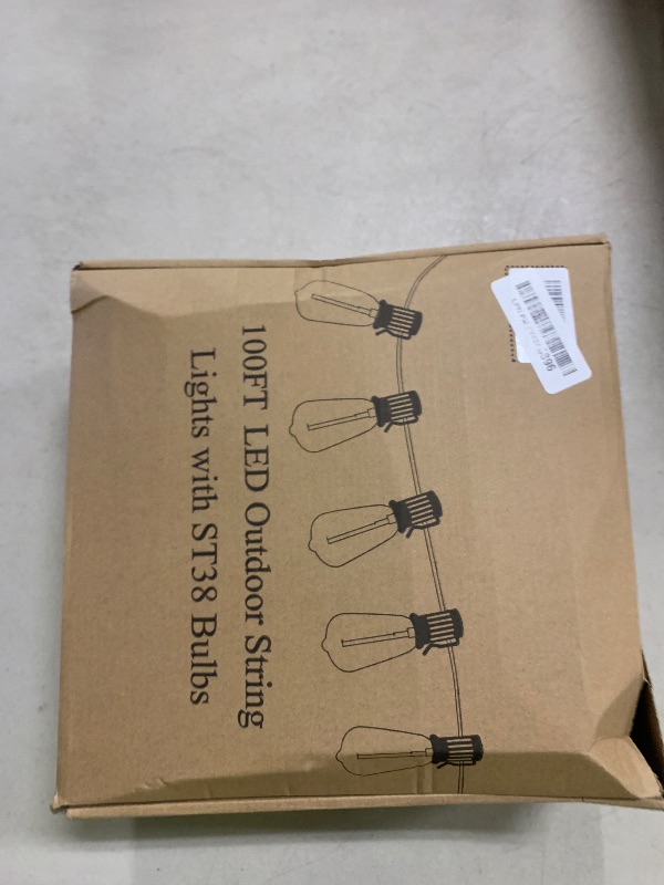 Photo 1 of Brightever LED Outdoor String Lights 100FT Patio Lights with 52 Shatterproof ST38 Vintage Edison Bulbs, Outside Hanging Light Waterproof for Porch, Deck, Garden, Backyard, Balcony, 2700K Dimmable