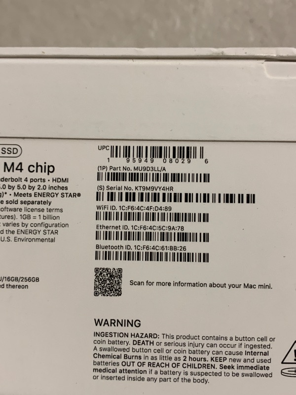 Photo 1 of Apple 2024 Mac mini Desktop Computer with M4 chip with 10?core CPU and 10?core GPU: Built for Apple Intelligence, 16GB Unified Memory, 256GB SSD Storage, Gigabit Ethernet. Works with iPhone/iPad