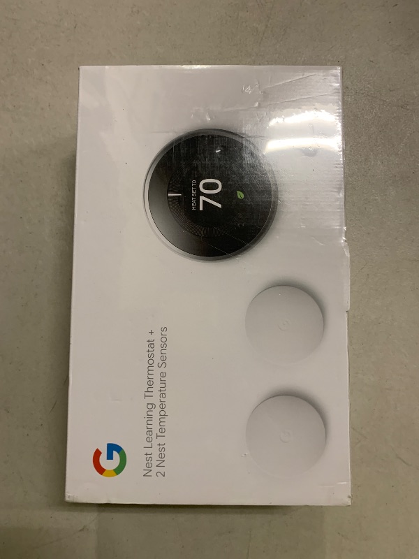 Photo 1 of Google Nest 3rd Gen BH1252 Learning Wi-Fi Programmable Thermostat in Stainless Steel with 2 Sensors