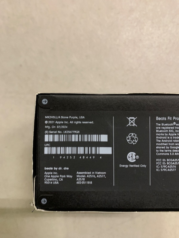 Photo 1 of Beats Fit Pro (1st Gen) - True Wireless Noise Cancelling Earbuds - Active Noise Cancelling - Sweat Resistant Earphones, Compatible with Apple & Android, Class 1 Bluetooth® - Stone Purple