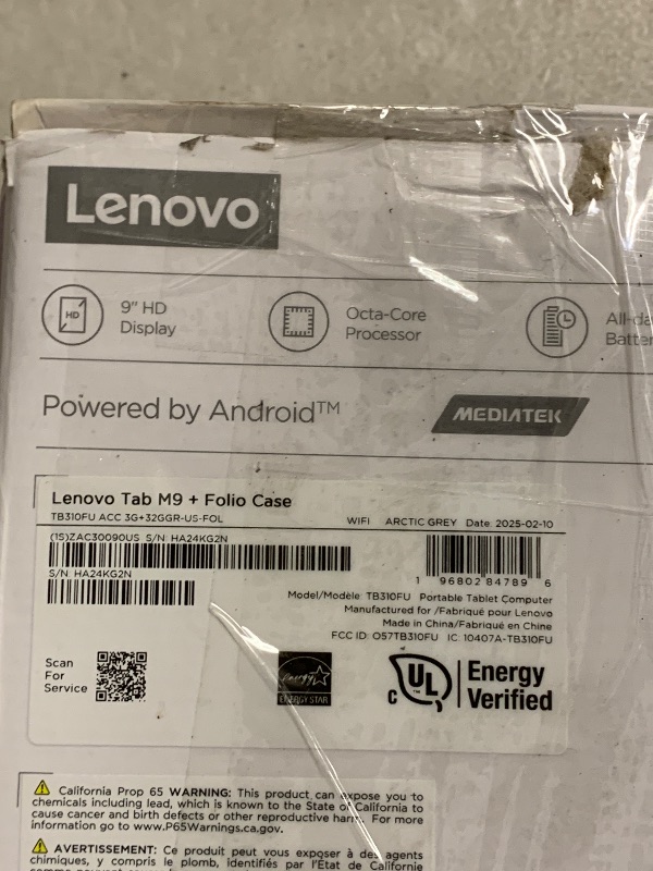 Photo 1 of Lenovo Tab M9-2023 - Tablet - Long Battery Life - 9" HD - Front 2MP & Rear 8MP Camera - 3GB Memory - 32GB Storage - Android 12 or Later - Folio Case Included,Gray