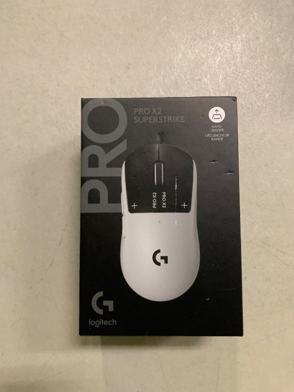 Photo 1 of Logitech PRO X2 SUPERSTRIKE Lightspeed Wireless Gaming Mouse, Ultra-Fast Performance, Ultra Lightweight (61 g), Customizable Click Haptics, USB-C Charging, for PC/Mac/Laptop - White