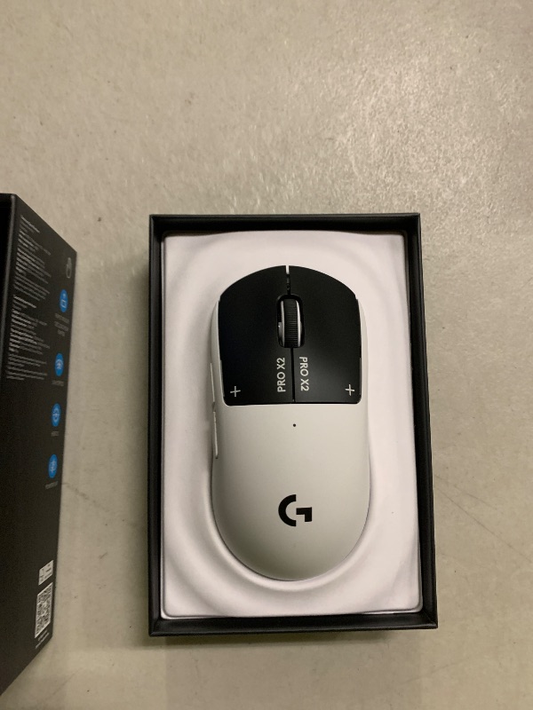 Photo 1 of Logitech PRO X2 SUPERSTRIKE Lightspeed Wireless Gaming Mouse, Ultra-Fast Performance, Ultra Lightweight (61 g), Customizable Click Haptics, USB-C Charging, for PC/Mac/Laptop - White