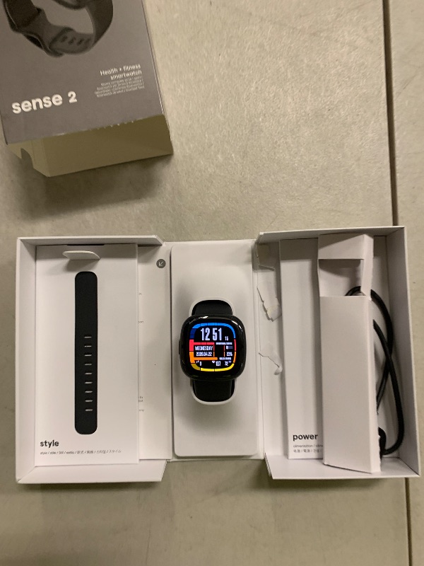 Photo 1 of Fitbit Sense 2 Advanced Health and Fitness Smartwatch with Tools to Manage Stress and Sleep, ECG App, SpO2, 24/7 Heart Rate and GPS, Shadow Grey/Graphite, One Size (S & L Bands Included)