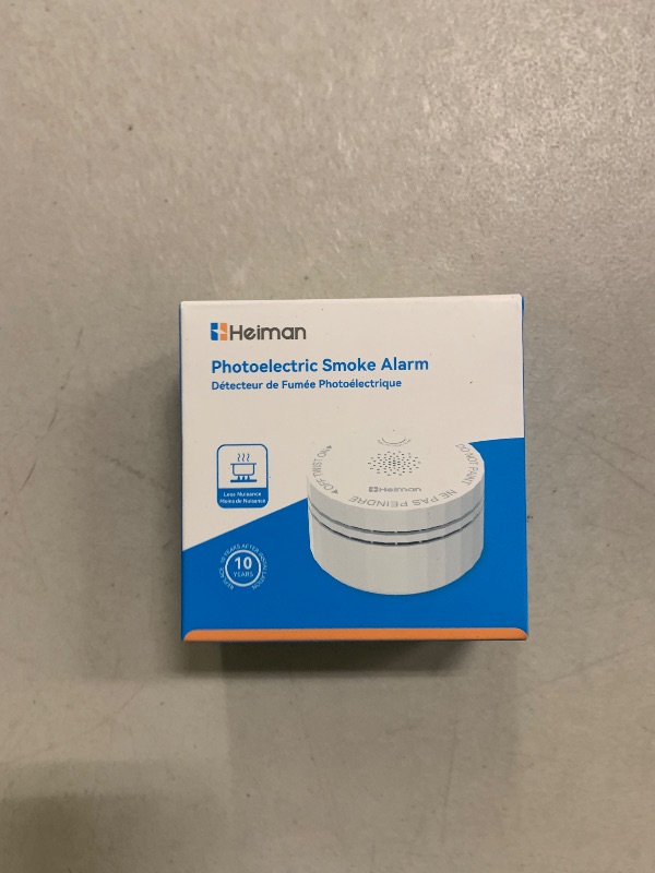 Photo 1 of Heiman  Detector, Photoelectric Fire Alarm, 10-Year Battery Powered Smoke Alarms for Home, UL 217 10th Ed. Certified, Portable Small Compact, Test Silence Button & Low Battery Warning, RV, Travel