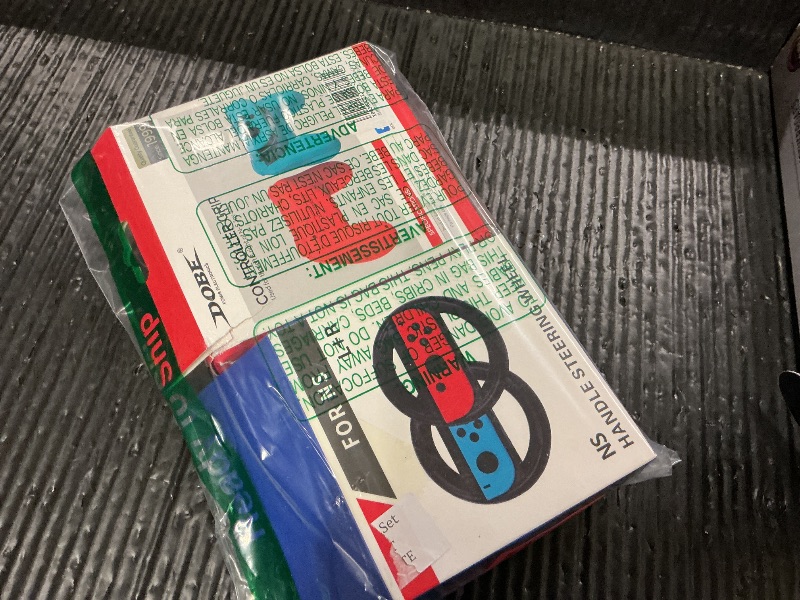 Photo 1 of 2 PCS Grips for Joy Con and 2 PCS Steering Wheel Compatible for Nintendo Switch Wheel, Family Sports Party Pack Accessories Compatible with Switch / Switch OLED JoyCon Controllers, (Blue and Red)