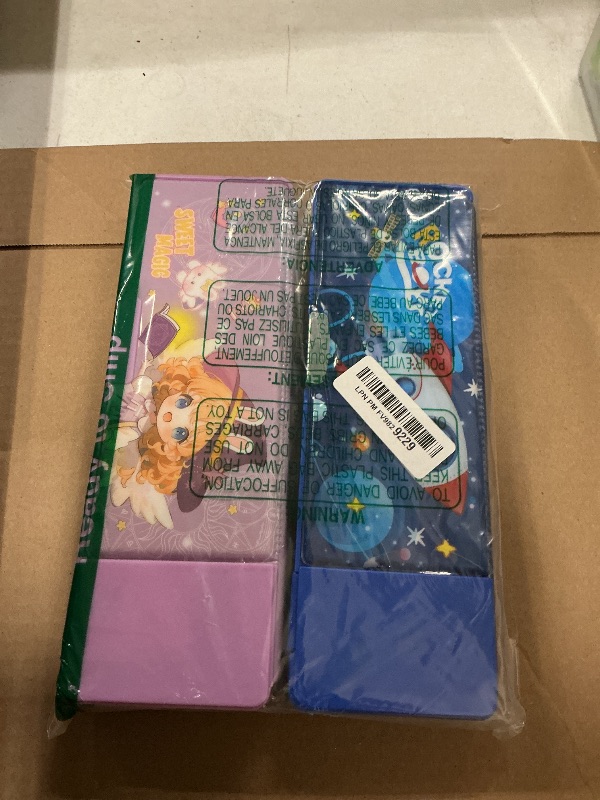 Photo 1 of ?2Pack?Pop Up Multifunction Pencil Case for Girls and Boys, Cute Cartoon Pen Box Organizer Stationery with Lock, Sharpener, Schedule, Whiteboard, School Supplies, Best Gifts for Kids(Purple+Rocket)