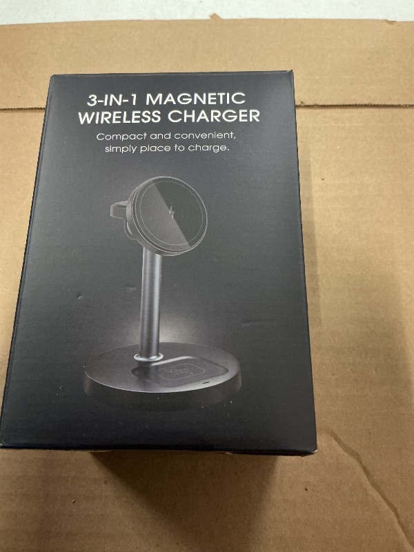 Photo 1 of 3 in 1 Wireless Charging Station Compatible with MagSafe, 15W Fast Charging Magnetic Mag-Safe Charger Stand for Apple iPhone 17 16 15 14 13 12Series Apple Watch AirPods Pro 4 3 2, Gifts for Men Women