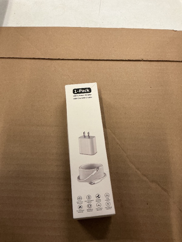 Photo 1 of 10ft Cable for Apple iPhone 16 15 Pro Max Charger Fast Charging iPad AirPods 4 (USB-C), 20w Type C Blcok 10-ft Long USB C to C Cord White 1Pack