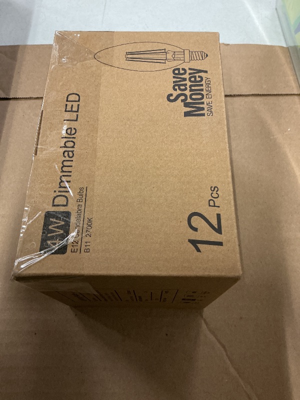 Photo 1 of 12-Pack Dimmable E12 LED Candelabra Bulbs 40Watt Equivalent, 2700K Warm White, 450Lumens, 4W B11 Vintage Chandelier Light Bulbs, LED Filament Clear Glass Candle Lamp for Ceiling Fan Home Decor1