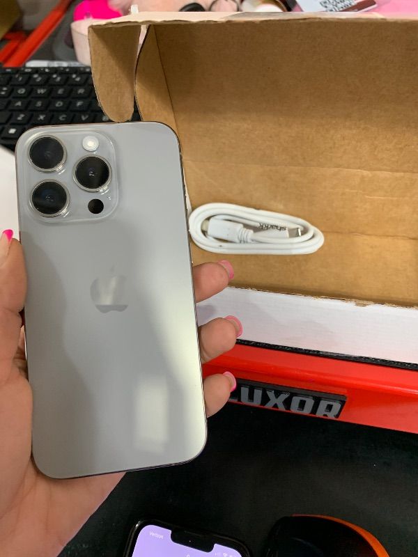 Photo 1 of Apple iPhone 15 Pro, 128GB, Natural Titanium - Unlocked (Renewed)